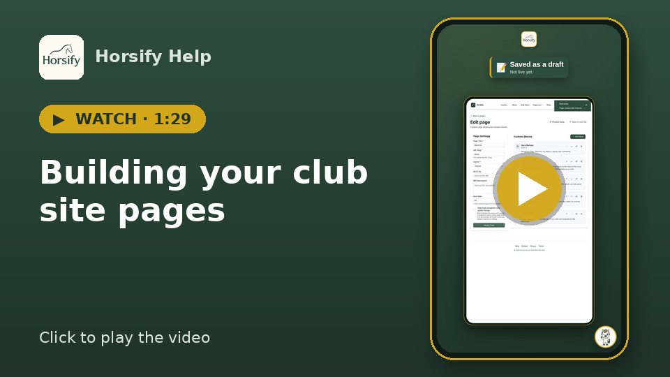 Watch: Building your club site pages (1:29)