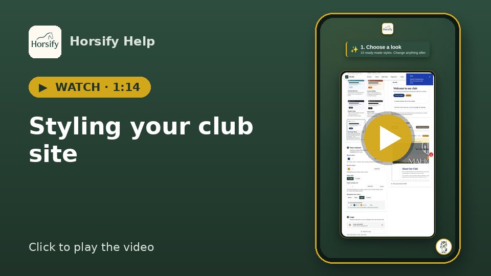 Watch: Styling your club site (1:14)