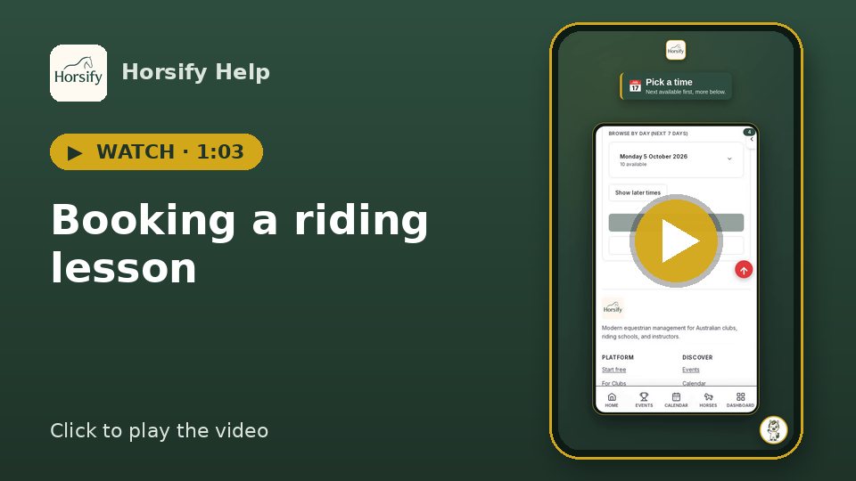Watch: Booking a riding lesson (1:03)