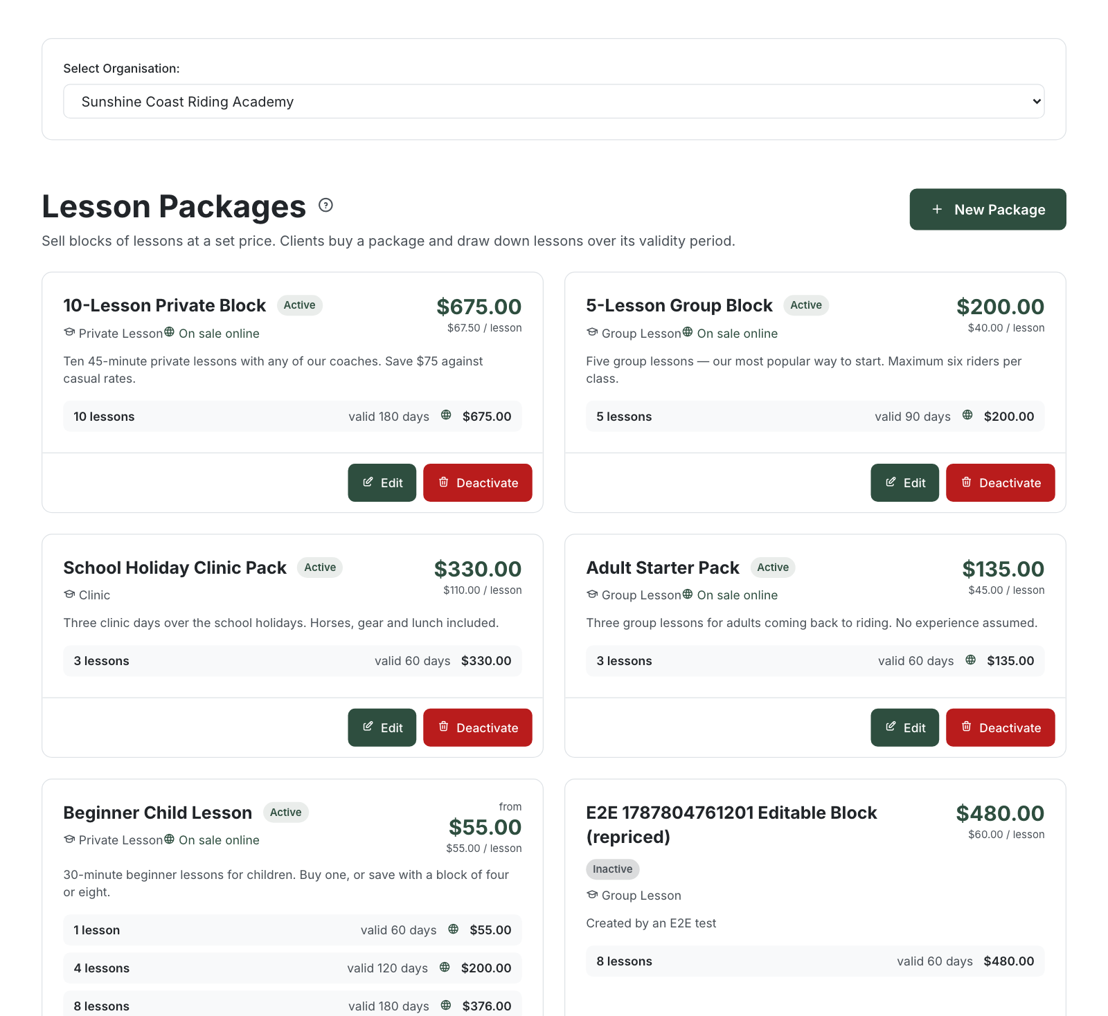 Lesson Packages
