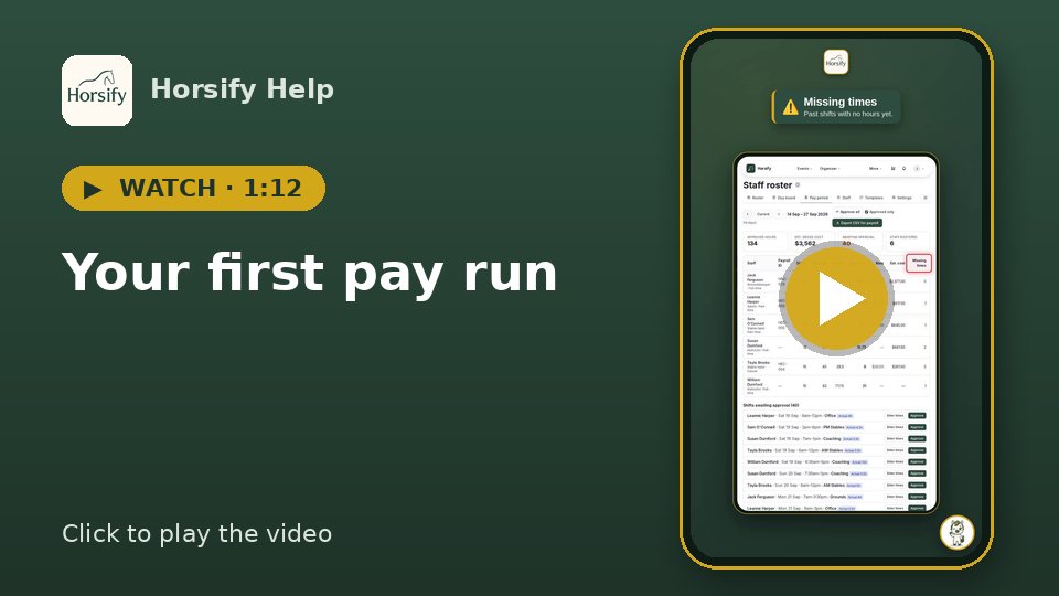 Watch: Your first pay run (1:12)