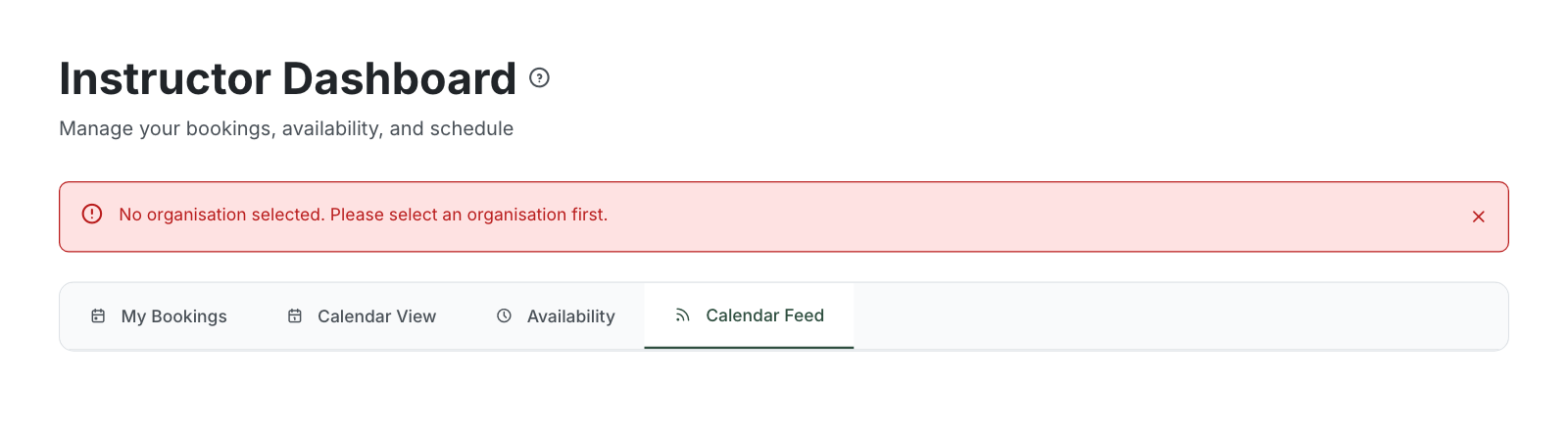 The Calendar Feed tab with the private feed URL and subscribe instructions