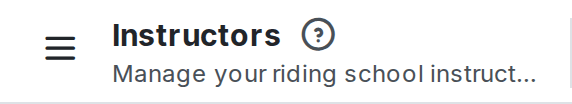 The Instructors page title in the bar along the top, with the help icon beside it