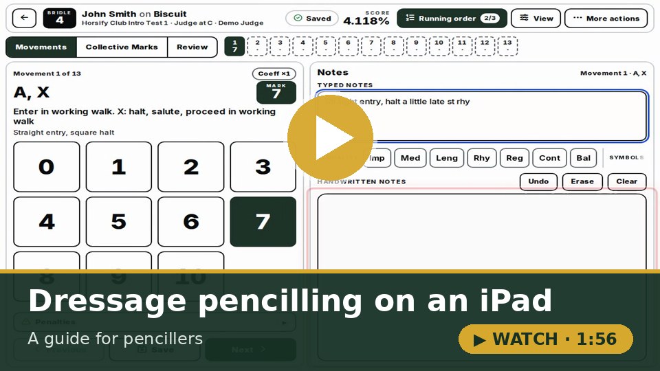 Watch: Dressage pencilling on an iPad (1:56)